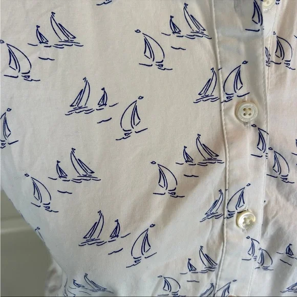 Vineyard Vines Sailboat Shirt Half-Button Short Sleeve - Size 6 - Picture 2 of 10